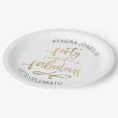 40歳の誕生日パーソナライズされた金ゴールドグリッター ペーパープレート (アングル)