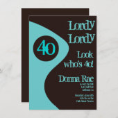 40歳の誕生日パーティの招待状ティール（緑がかった色）ブラウン 招待状 (正面/裏面)