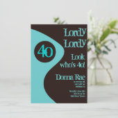 40歳の誕生日パーティの招待状ティール（緑がかった色）ブラウン 招待状 (スタンド正面)