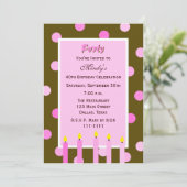 40歳の誕生日パーティの招待状ピンク水玉模様 招待状 (スタンド正面)