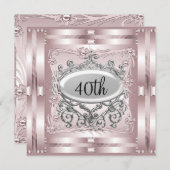 40歳の誕生日パーティの招待状ピンク 招待状 (正面/裏面)