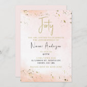 40歳の誕生日パーティの招待状ピンク 招待状 (正面/裏面)