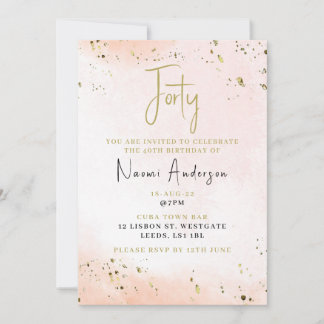 40歳の誕生日パーティの招待状ピンク 招待状