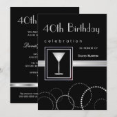 40歳の誕生日パーティの招待状-バレカスタムリーの 招待状 (正面/裏面)