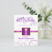 40歳の誕生日パーティの招待状-モノグラム付き 招待状 (スタンド正面)