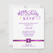 40歳の誕生日パーティの招待状-モノグラム付き 招待状 (裏面)