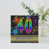 40歳の誕生日パーティの招待状(泡あり) 招待状 (スタンド正面)