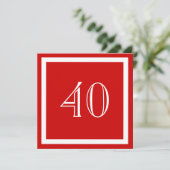 40歳の誕生日パーティの招待状 – 赤 招待状 (スタンド正面)