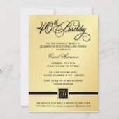 40歳の誕生日パーティの招待状-金ゴールド 招待状 (裏面)