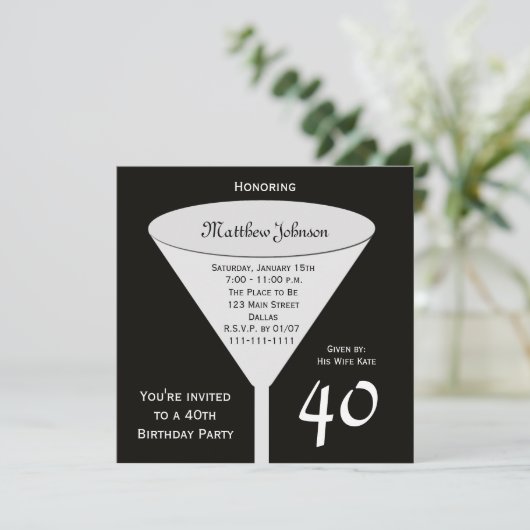 40歳の誕生日パーティの招待状Aトースト40 招待状 (スタンド正面)