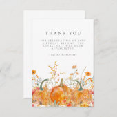40歳の誕生日パーティーかぼちゃワイルドフラワーカスタム サンキューカード (正面/裏面)