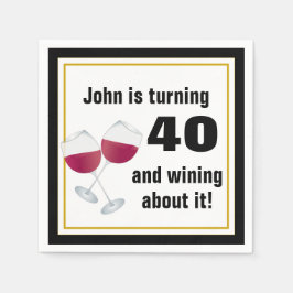 40歳の誕生日パーティーでワインを楽しむ スタンダードカクテルナプキン