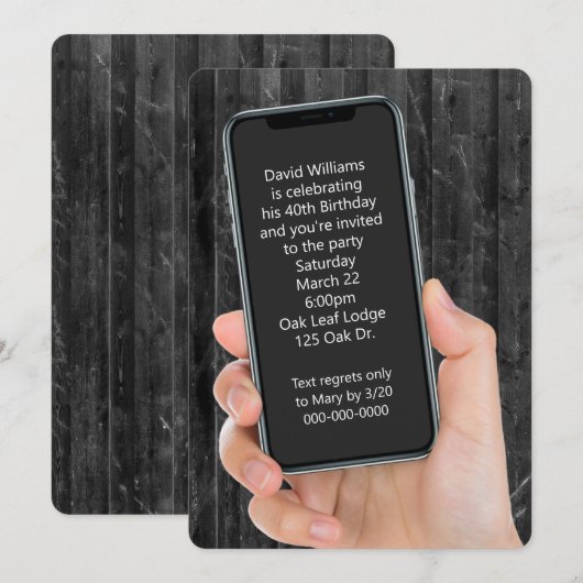 40歳の誕生日パーティーのテキストメッセージ 招待状 (正面/裏面)