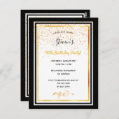 40歳の誕生日パーティーのブラック・ホワイト・ゴールドの招待状 ポストカード (正面/裏面)