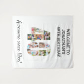 40歳の誕生日パーティーの写真コラージュ背景 タペストリー (正面(横))