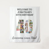 40歳の誕生日パーティーの写真コラージュ背景 タペストリー (正面)