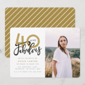 40歳の誕生日パーティーの写真招待状 招待状 (正面/裏面)