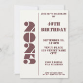 40歳の誕生日パーティーの写真 1985年生まれ 招待状 (裏面)