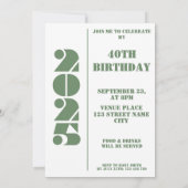 40歳の誕生日パーティーの写真 1985年生まれ 招待状 (裏面)