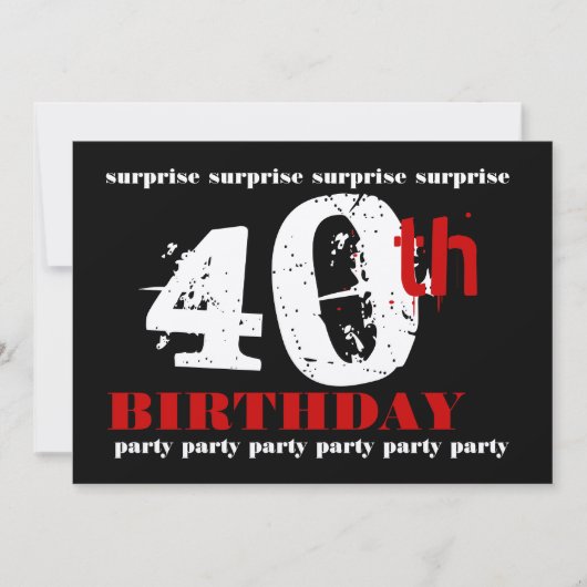 40歳の誕生日パーティーの招待テンプレート 招待状 (正面)