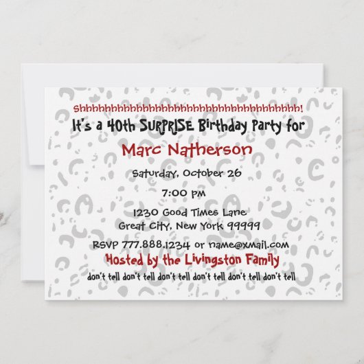 40歳の誕生日パーティーの招待テンプレート 招待状 (裏面)