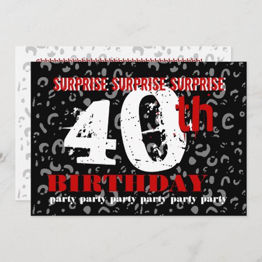 40歳の誕生日パーティーの招待テンプレート 招待状 (正面/裏面)