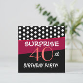 40歳の誕生日パーティーの水玉模様パターン 招待状 (スタンド正面)