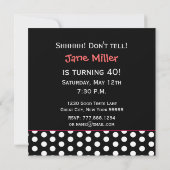 40歳の誕生日パーティーの水玉模様パターン 招待状 (裏面)