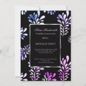 40歳の誕生日パーティーの男性の招待ブラックパープル 招待状 (正面)