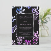 40歳の誕生日パーティーの男性の招待ブラックパープル 招待状 (スタンド正面)