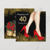 40歳の誕生日パーティーの赤い靴 招待状 (正面/裏面)
