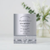 40歳の誕生日パーティーの銀の輝く招待 ポストカード (スタンド正面)