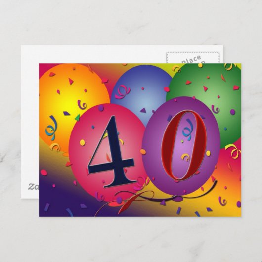 40歳の誕生日パーティーはがき招待状 ポストカード (正面/裏面)