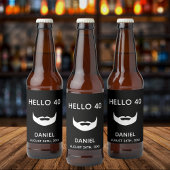 40歳の誕生日パーティーひげ白黒男性 ビールラベル