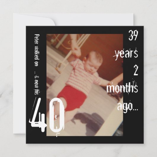 40歳の誕生日パーティーへの招待 招待状 (正面)