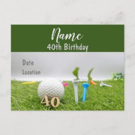 40歳の誕生日パーティーへの招待(緑) インビテーションポストカード