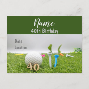40歳の誕生日パーティーへの招待(緑) インビテーションポストカード