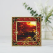 40歳の誕生日パーティーアジアンビュー金ゴールドバンブーレッド2 招待状 (スタンド正面)