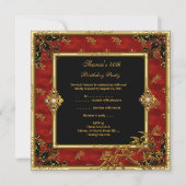 40歳の誕生日パーティーアジアンビュー金ゴールドバンブーレッド2 招待状 (裏面)