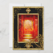 40歳の誕生日パーティーアジアンビュー金ゴールドバンブーレッド3 招待状 (正面)