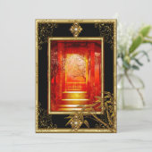 40歳の誕生日パーティーアジアンビュー金ゴールドバンブーレッド3 招待状 (スタンド正面)