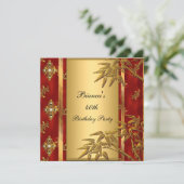 40歳の誕生日パーティーアジア金ゴールドバンブーレッド2 招待状 (スタンド正面)