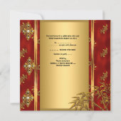 40歳の誕生日パーティーアジア金ゴールドバンブーレッド2 招待状 (裏面)