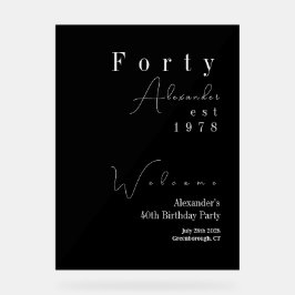 40歳の誕生日パーティーウェルカム アクリルサイン