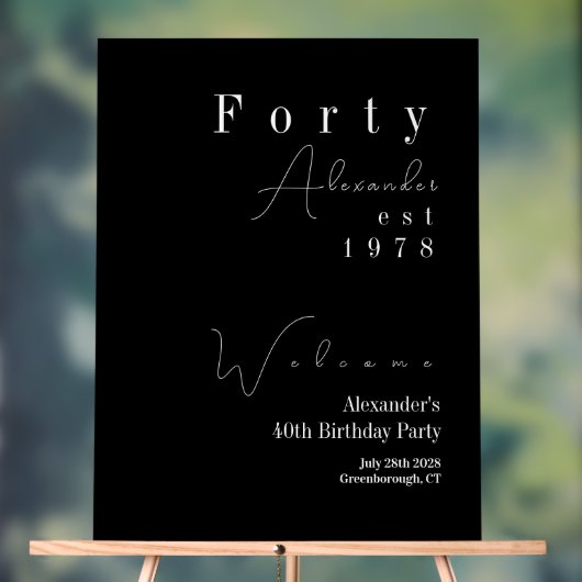 40歳の誕生日パーティーウェルカム アクリルサイン (ニュートラル)