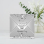 40歳の誕生日パーティーエレガントシルバーアールデコ2 招待状 (スタンド正面)