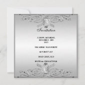 40歳の誕生日パーティーエレガントシルバーアールデコ2 招待状 (裏面)