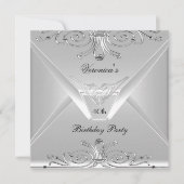 40歳の誕生日パーティーエレガントシルバーアールデコ2 招待状 (正面)