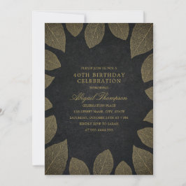 40歳の誕生日パーティーエレガントブラック金ゴールド離れ 招待状
