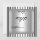 40歳の誕生日パーティーエレガントメンズシルバーグレイ 招待状 (裏面)